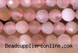 CTG1501 15.5 inches 3mm faceted round strawberry quartz beads