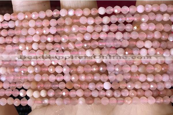 CTG1501 15.5 inches 3mm faceted round strawberry quartz beads