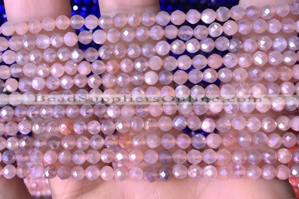 CTG1505 15.5 inches 3mm faceted round AB-color moonstone beads