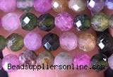 CTG1511 15.5 inches 3mm faceted round tourmaline beads wholesale