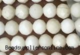 CTG1516 15.5 inches 3mm faceted round white fossil jasper beads