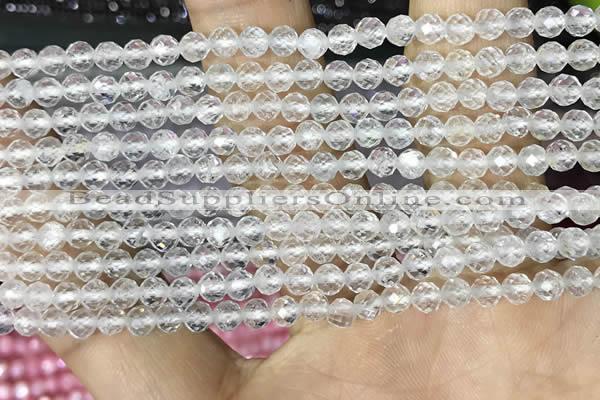 CTG1530 15.5 inches 4mm faceted round white crystal beads wholesale