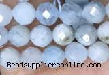 CTG1536 15.5 inches 4mm faceted round aquamarine beads wholesale