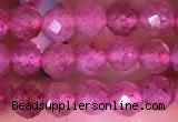 CTG1542 15.5 inches 4mm faceted round strawberry quartz beads