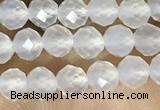 CTG1552 15.5 inches 4mm faceted round white agate beads wholesale