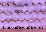 CTG1603 2.5*3.5mm faceted rondelle tiny white moonstone beads