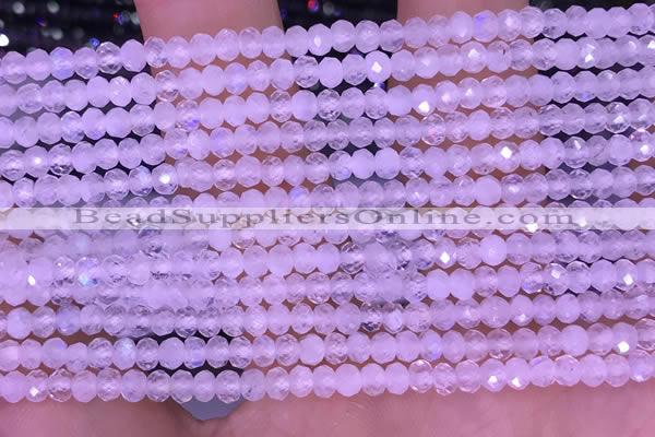 CTG1603 2.5*3.5mm faceted rondelle tiny white moonstone beads