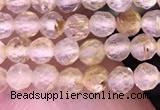 CTG1630 15.5 inches 3mm faceted round tiny golden rutilated quartz beads