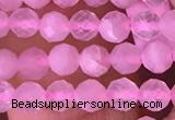 CTG1635 15.5 inches 3.5mm faceted round tiny rose quartz beads