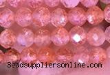 CTG1647 15.5 inches 3mm faceted round tiny strawberry quartz beads