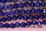 CTG1667 15.5 inches 3mm faceted round tiny blue goldstone beads