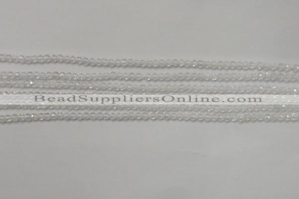 CTG202 15.5 inches 3mm faceted round tiny white crystal beads