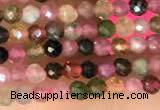 CTG2140 15 inches 2mm,3mm & 4mm faceted round natural tourmaline beads