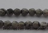 CTG215 15.5 inches 3mm faceted round tiny grey picture jasper beads