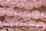 CTG2500 15.5 inches 4mm faceted round rose quartz beads