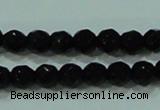 CTG30 15.5 inches 3mm faceted round black agate beads wholesale