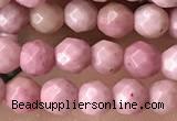 CTG3553 15.5 inches 4mm faceted round pink wooden jasper beads