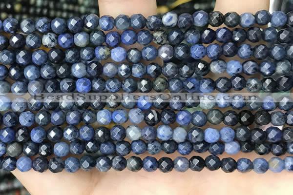 CTG3574 15.5 inches 4mm faceted round dumortierite beads