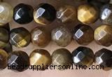 CTG3588 15.5 inches 4mm faceted round yellow tiger eye beads