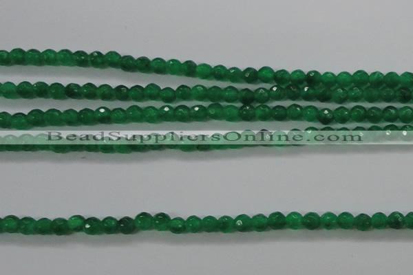 CTG422 15.5 inches 3mm faceted round tiny dyed candy jade beads