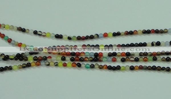 CTG50 15.5 inches 2mm round tiny multi-color agate beads wholesale