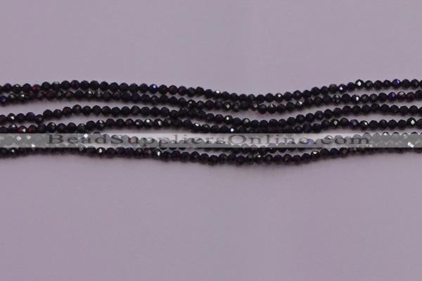 CTG501 15.5 inches 2mm faceted round tiny black spinel beads