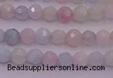 CTG505 15.5 inches 4mm faceted round tiny morganite beads