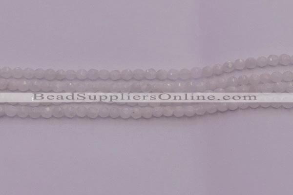 CTG506 15.5 inches 4mm faceted round tiny white moonstone beads