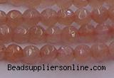 CTG507 15.5 inches 4mm faceted round tiny peach moonstone beads