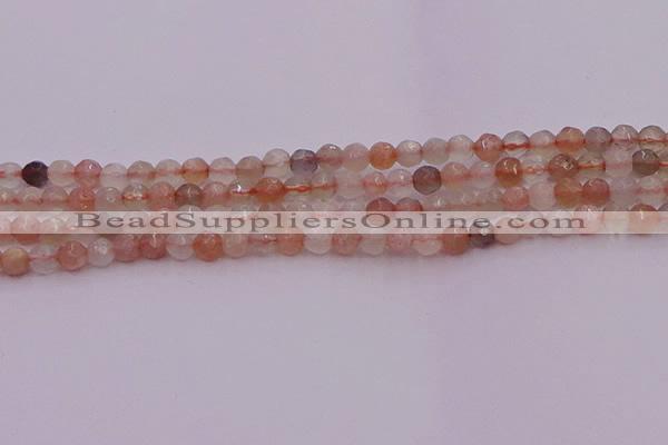 CTG508 15.5 inches 4mm faceted round tiny rainbow moonstone beads