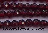 CTG510 15.5 inches 4mm faceted round tiny red garnet beads