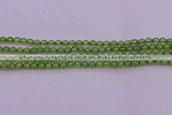 CTG512 15.5 inches 4mm faceted round tiny green apatite beads