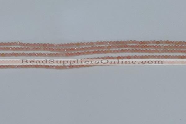 CTG606 15.5 inches 2mm faceted round peach moonstone beads