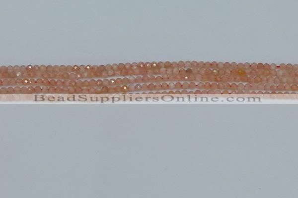 CTG607 15.5 inches 3mm faceted round peach moonstone beads