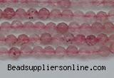 CTG626 15.5 inches 3mm faceted round strawberry quartz beads