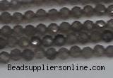 CTG640 15.5 inches 3mm faceted round smoky black obsidian beads