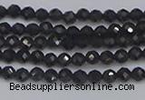 CTG642 15.5 inches 3mm faceted round golden black obsidian beads