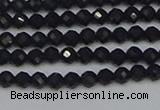 CTG644 15.5 inches 3mm faceted round black tourmaline beads