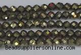 CTG646 15.5 inches 3mm faceted round golden pyrite beads