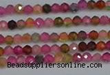 CTG652 15.5 inches 3mm faceted round tourmaline gemstone beads