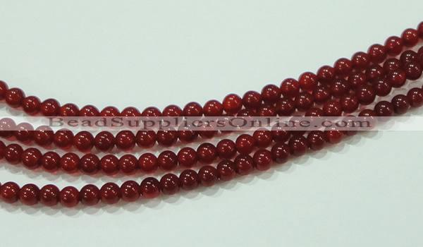 CTG76 15.5 inches 3mm round grade AA tiny red agate beads wholesale