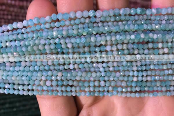 CTG764 15.5 inches 2mm faceted round tiny amazonite gemstone beads