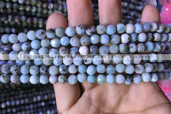 CTG772 15.5 inches 6mm faceted round tiny larimar gemstone beads