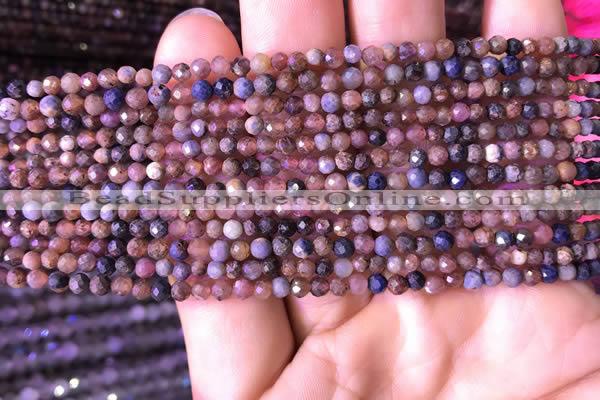 CTG798 15.5 inches 3mm faceted round tiny ruby sapphire beads