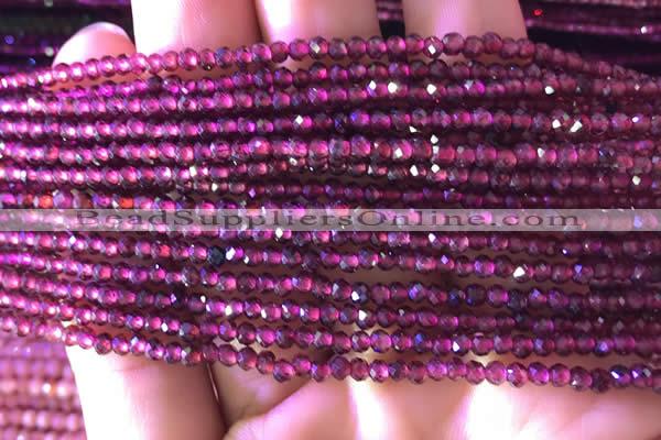 CTG805 15.5 inches 3mm faceted round tiny purple garnet beads