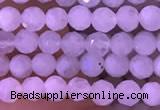 CTG832 15.5 inches 4mm faceted round tiny white moonstone beads