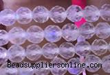 CTG835 15.5 inches 4mm faceted round tiny white moonstone beads