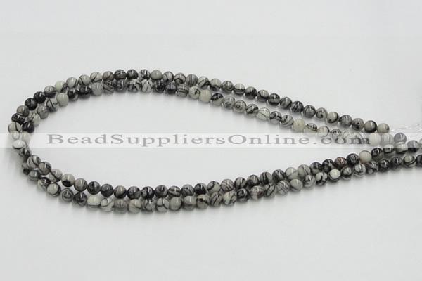 CTJ02 16 inches 6mm round black water jasper beads wholesale