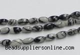 CTJ04 16 inches 4*7mm rice black water jasper beads wholesale