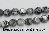 CTJ05 16 inches 8mm flat round black water jasper beads wholesale